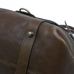 Pre Owned Burberry Olive Green Leather Buckle Boston Bag