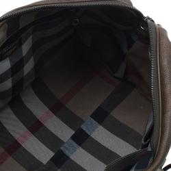 Pre Owned Burberry Olive Green Leather Buckle Boston Bag