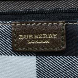 Pre Owned Burberry Olive Green Leather Buckle Boston Bag