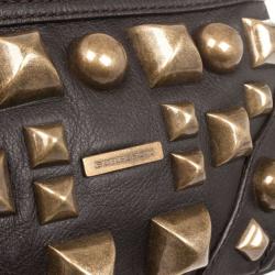 مملوكة مسبقًا Burberry Brown Leather Gold Studded Small Shoulder Bag