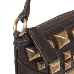 مملوكة مسبقًا Burberry Brown Leather Gold Studded Small Shoulder Bag