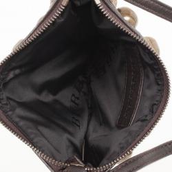 مملوكة مسبقًا Burberry Brown Leather Gold Studded Small Shoulder Bag