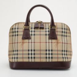 Pre Owned Burberry Haymarket Domed Satchel