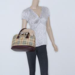 Pre Owned Burberry Haymarket Domed Satchel
