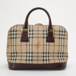 Pre Owned Burberry Haymarket Domed Satchel