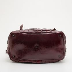 Pre Owned Burberry Burgundy Leather Cartridge Pleat Tote