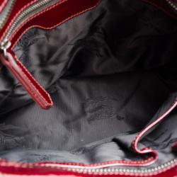 Pre Owned Burberry Burgundy Leather Cartridge Pleat Tote