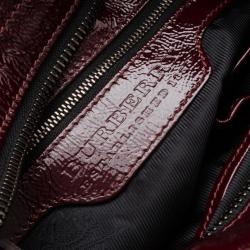 Pre Owned Burberry Burgundy Leather Cartridge Pleat Tote