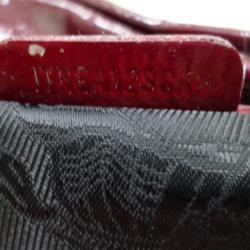 Pre Owned Burberry Burgundy Leather Cartridge Pleat Tote