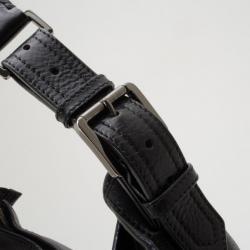 Pre Owned Burberry Black Leather Debossed Hobo