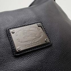 Pre Owned Burberry Black Leather Debossed Hobo