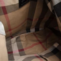 Pre Owned Burberry Black Leather Debossed Hobo