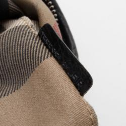 Pre Owned Burberry Black Leather Debossed Hobo