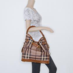 Pre Owned Burberry Brown Medium Smoked Check Hobo