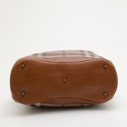 Pre Owned Burberry Brown Medium Smoked Check Hobo