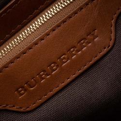 Pre Owned Burberry Brown Medium Smoked Check Hobo