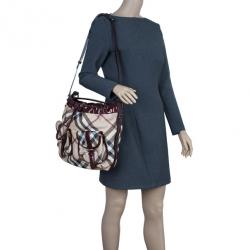 Pre Owned حقيبة بربري نوفاتشيك أحمر داكن برباط هوبو