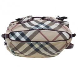 Pre Owned حقيبة بربري نوفاتشيك أحمر داكن برباط هوبو