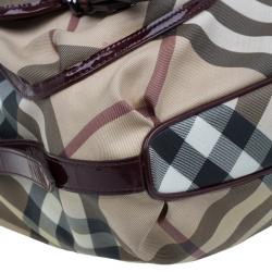 Pre Owned حقيبة بربري نوفاتشيك أحمر داكن برباط هوبو