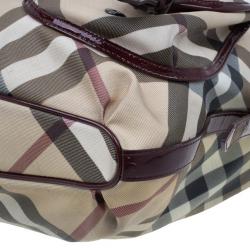 Pre Owned حقيبة بربري نوفاتشيك أحمر داكن برباط هوبو