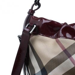 Pre Owned حقيبة بربري نوفاتشيك أحمر داكن برباط هوبو