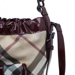 Pre Owned حقيبة بربري نوفاتشيك أحمر داكن برباط هوبو