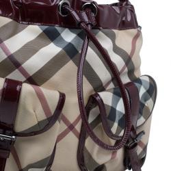 Pre Owned حقيبة بربري نوفاتشيك أحمر داكن برباط هوبو