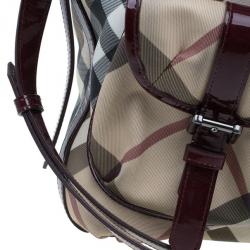 Pre Owned حقيبة بربري نوفاتشيك أحمر داكن برباط هوبو