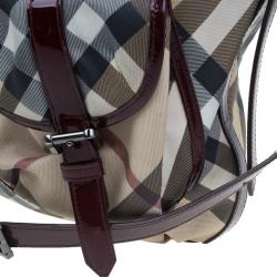 Pre Owned حقيبة بربري نوفاتشيك أحمر داكن برباط هوبو