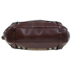 Pre Owned Burberry Brown Leather Bridle House Check Hobo