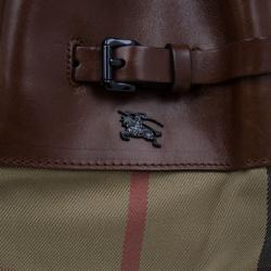 Pre Owned Burberry Brown Leather Bridle House Check Hobo