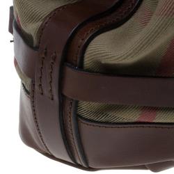 Pre Owned Burberry Brown Leather Bridle House Check Hobo