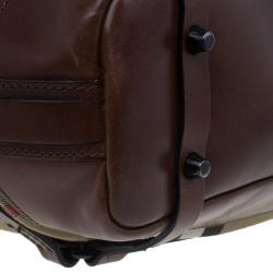 Pre Owned Burberry Brown Leather Bridle House Check Hobo