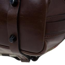 Pre Owned Burberry Brown Leather Bridle House Check Hobo