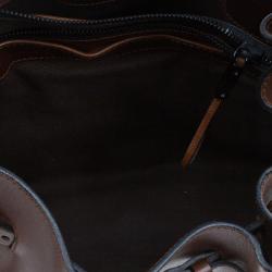 Pre Owned Burberry Brown Leather Bridle House Check Hobo