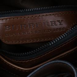 Pre Owned Burberry Brown Leather Bridle House Check Hobo