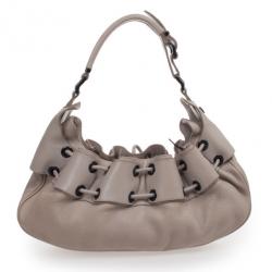 Pre Owned Burberry Beige Leather Drawstring Hobo Bag