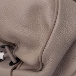 Pre Owned Burberry Beige Leather Drawstring Hobo Bag