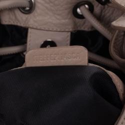 Pre Owned Burberry Beige Leather Drawstring Hobo Bag