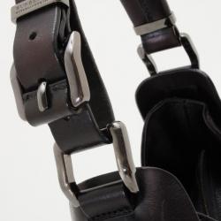 Pre Owned Burberry Metallic Leather Drawstring Warrior Hobo bag