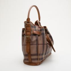Pre Owned Burberry Gray Medium Smoked Check Hobo