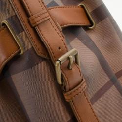 Pre Owned Burberry Gray Medium Smoked Check Hobo