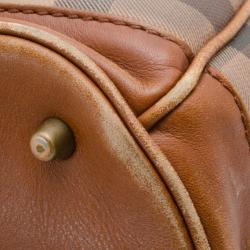 Pre Owned Burberry Gray Medium Smoked Check Hobo