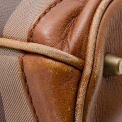 Pre Owned Burberry Gray Medium Smoked Check Hobo