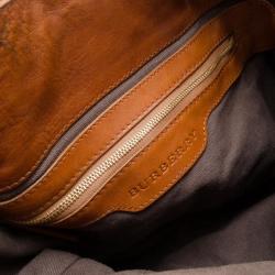 Pre Owned Burberry Gray Medium Smoked Check Hobo