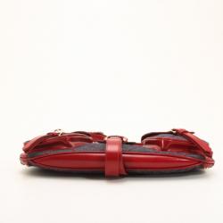 مملوكة مسبقًا Burberry Quilted Denim and Red Leather Trim Shoulder Bag 