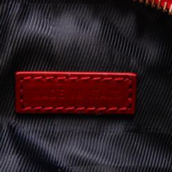 مملوكة مسبقًا Burberry Quilted Denim and Red Leather Trim Shoulder Bag 