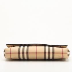 Pre Owned Burberry Nova Check Coated Canvas Shoulder Flap Bag