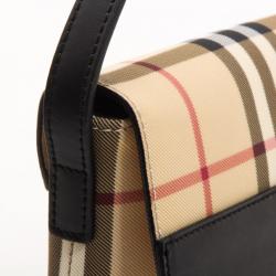 Pre Owned Burberry Nova Check Coated Canvas Shoulder Flap Bag