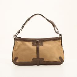 Pre Owned Burberry Gold Satin Shoulder Bag